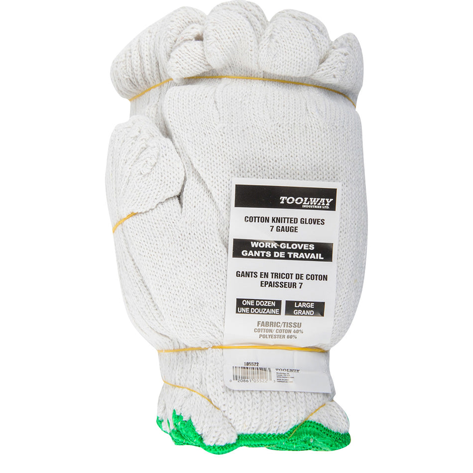 Toolway 105522, Knitted Poly/Cotton Gloves (Large, sold/dz)