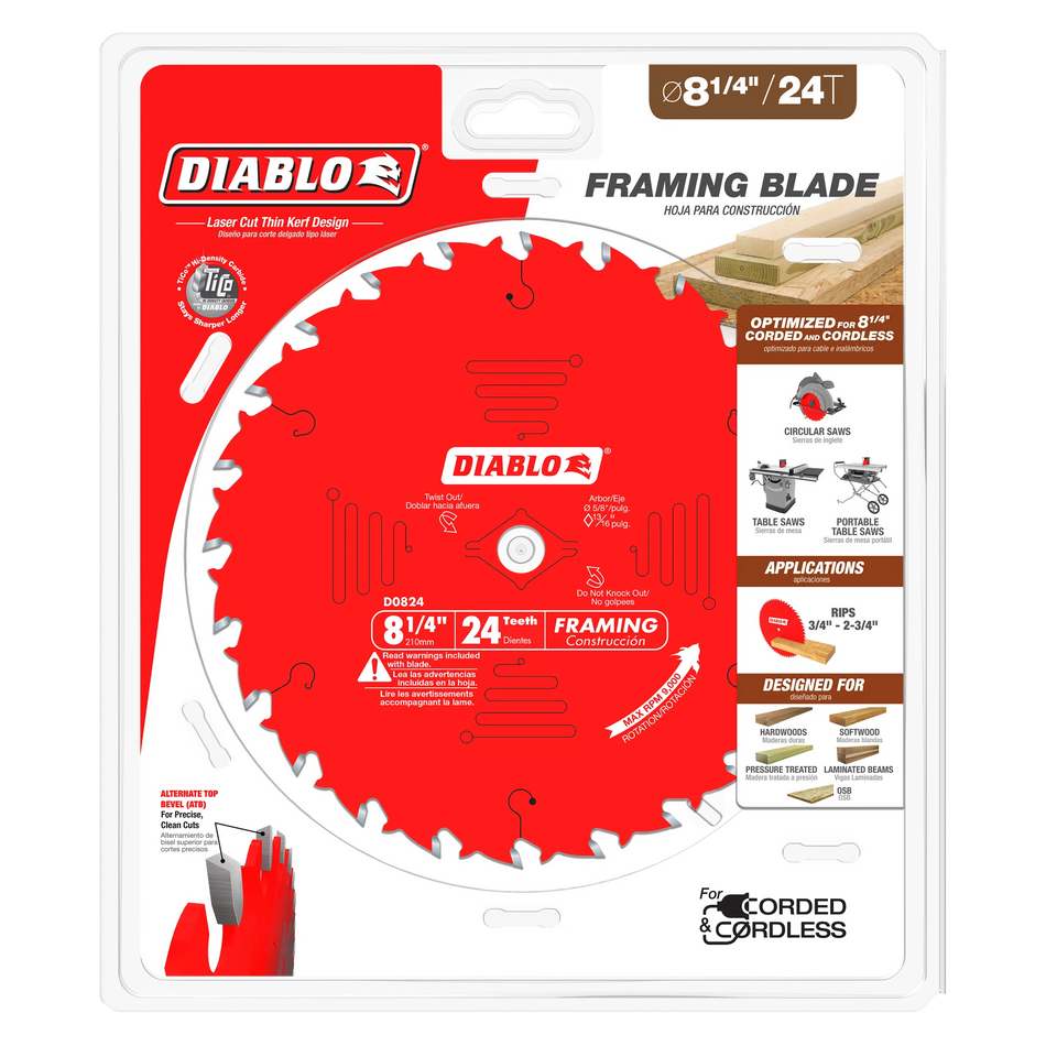 Diablo D0824X, 8-1/4" X 24T Framing Blade