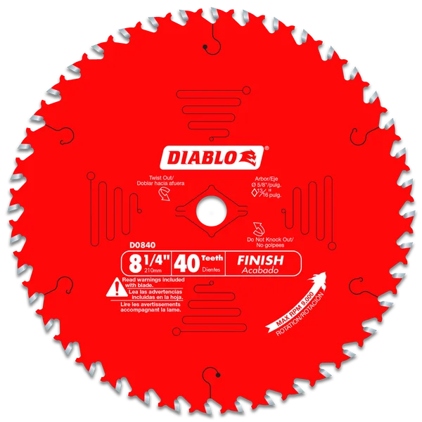 Diablo D0840X,  8-1/4" x 40-Teeth Finishing Saw Blade for Wood