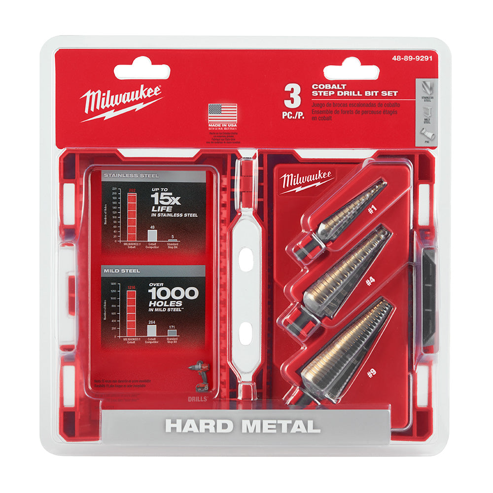 Milwaukee 48-89-9291, Cobalt Step Drill Bit 3PC Set