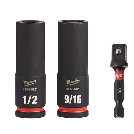 Milwaukee 49-66-4417, SHOCKWAVE 3pc 3/8" Drive Deep Well Impact Socket Set