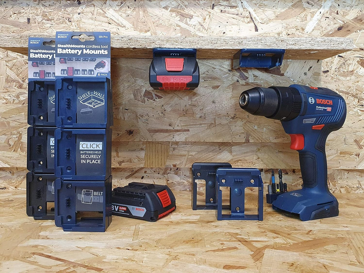 StealthMounts BM-BO18-5-6, Bosch Battery Mounts (6 Pack) - Dark Blue