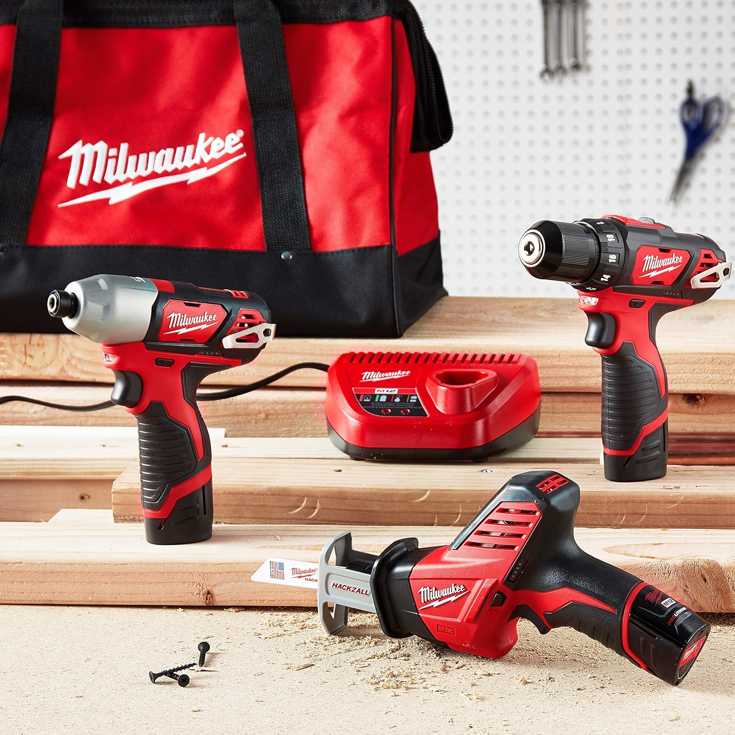 Milwaukee 2498-23, M12 3-Tool Combo Kit (Drill, Impact, HACKZALL)