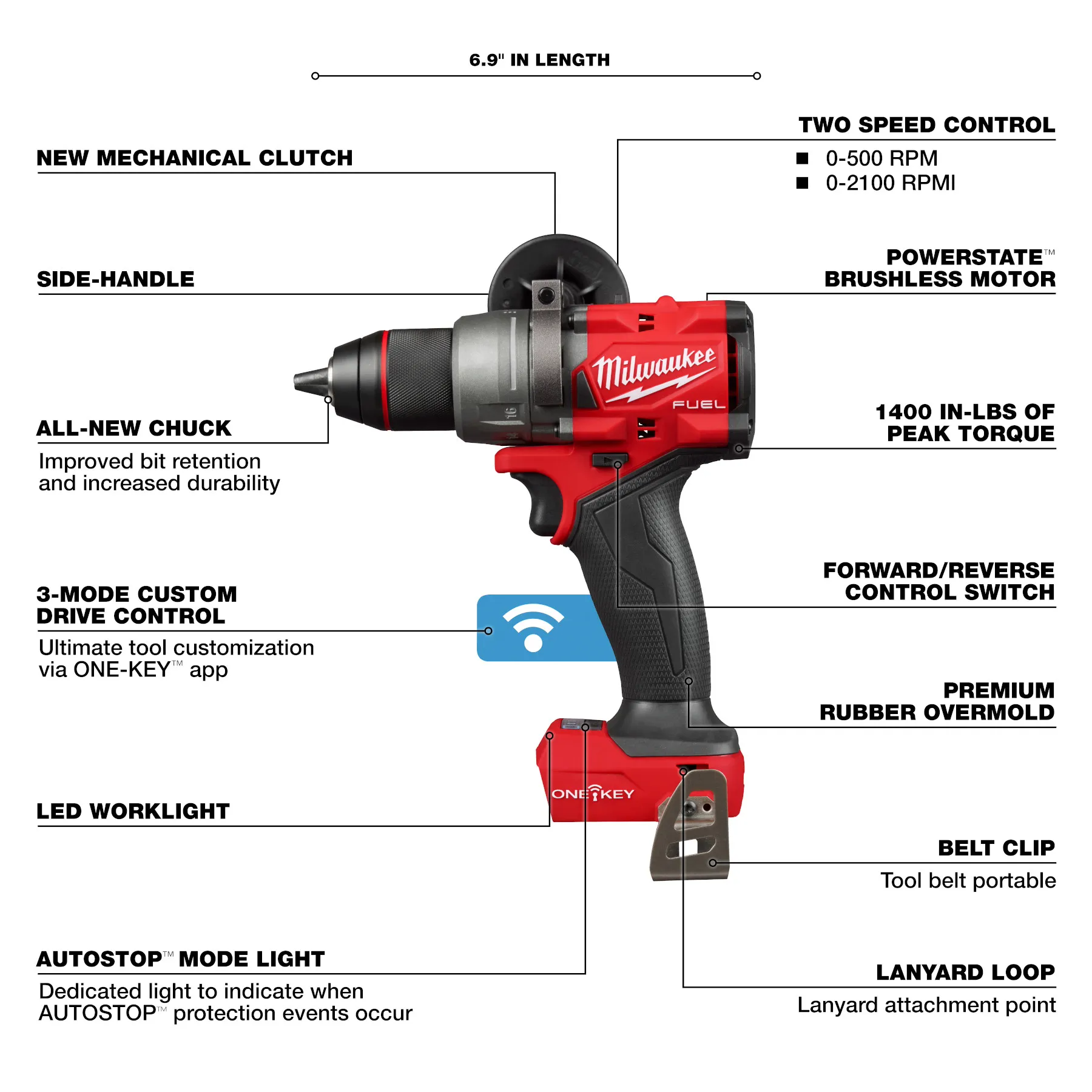 Milwaukee 2905-20, M18 FUEL™ ½” Drill/Driver w/ ONE-KEY™