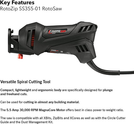 RotoZip SS355-10CAN, RotoSaw 5.5 Amp Corded Spiral Cut-Out Tool