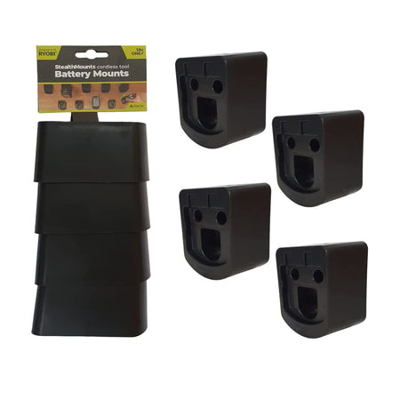 StealthMounts BM-RY18-4, Ryobi 18v One+ Battery Mounts (4 Pack) - Black