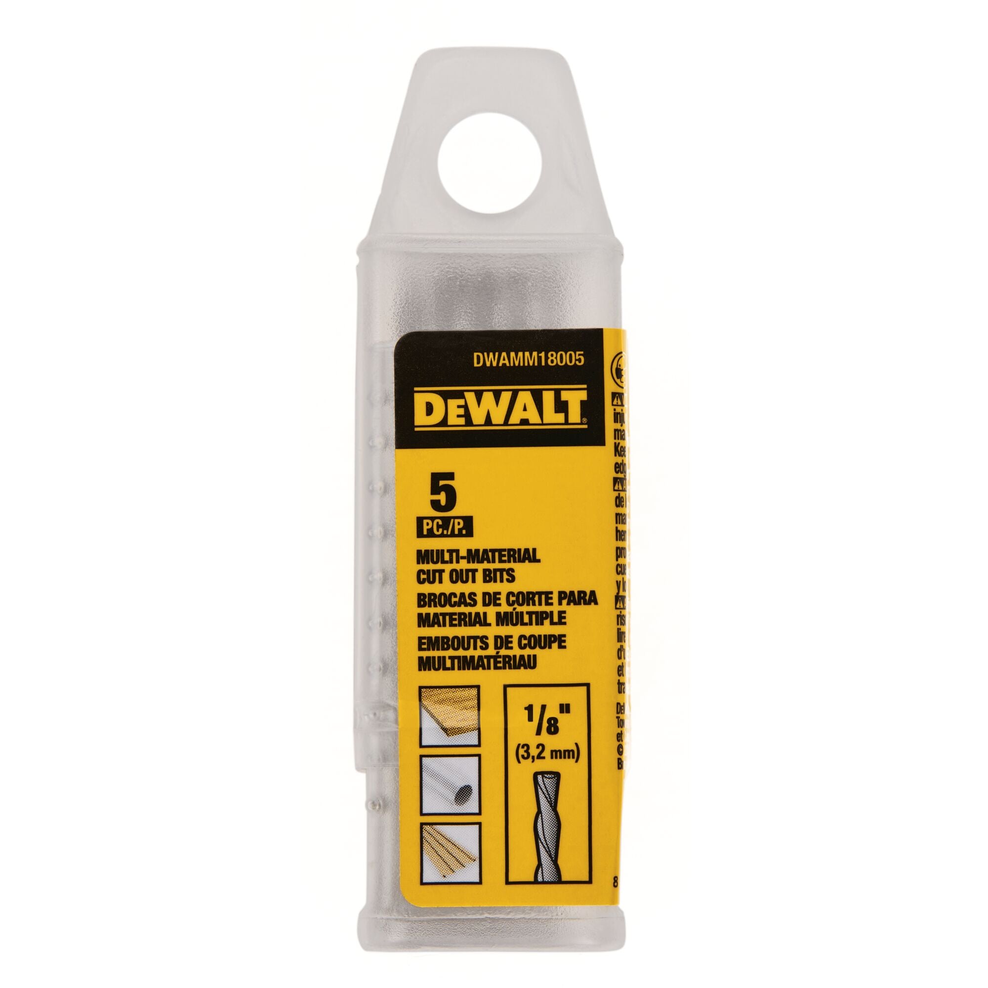 DEWALT DWAMM18005, 1/8'' Multi-Material Cut Out Bit (5/pkg)