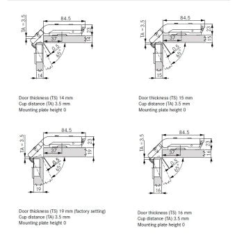 Grass F045138517, 135° TIOMOS Self Close Hinge Screw-on