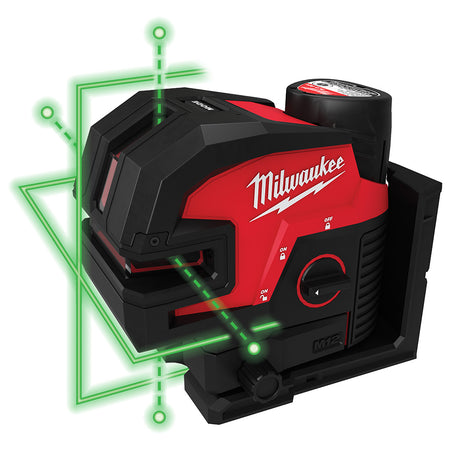 Milwaukee 3624-21, M12™ Green Cross Line & 4-Points Laser Kit