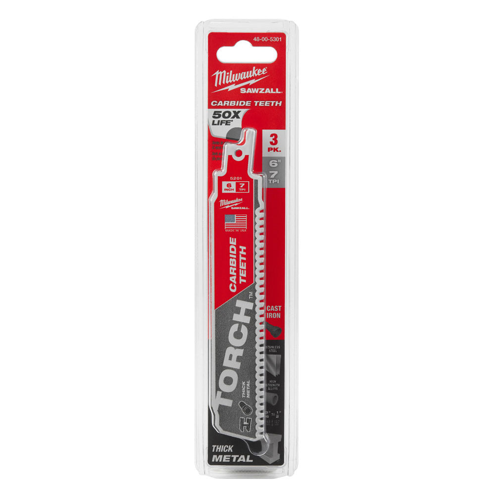 Milwaukee 48-00-5301, The TORCH with Carbide Teeth 7T 6L (3/pkg)