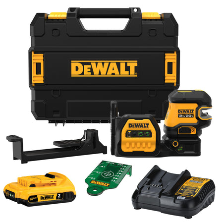 DEWALT DCLE34220G, 20V MAX Cordless 2-Spot Green Line Laser Kit