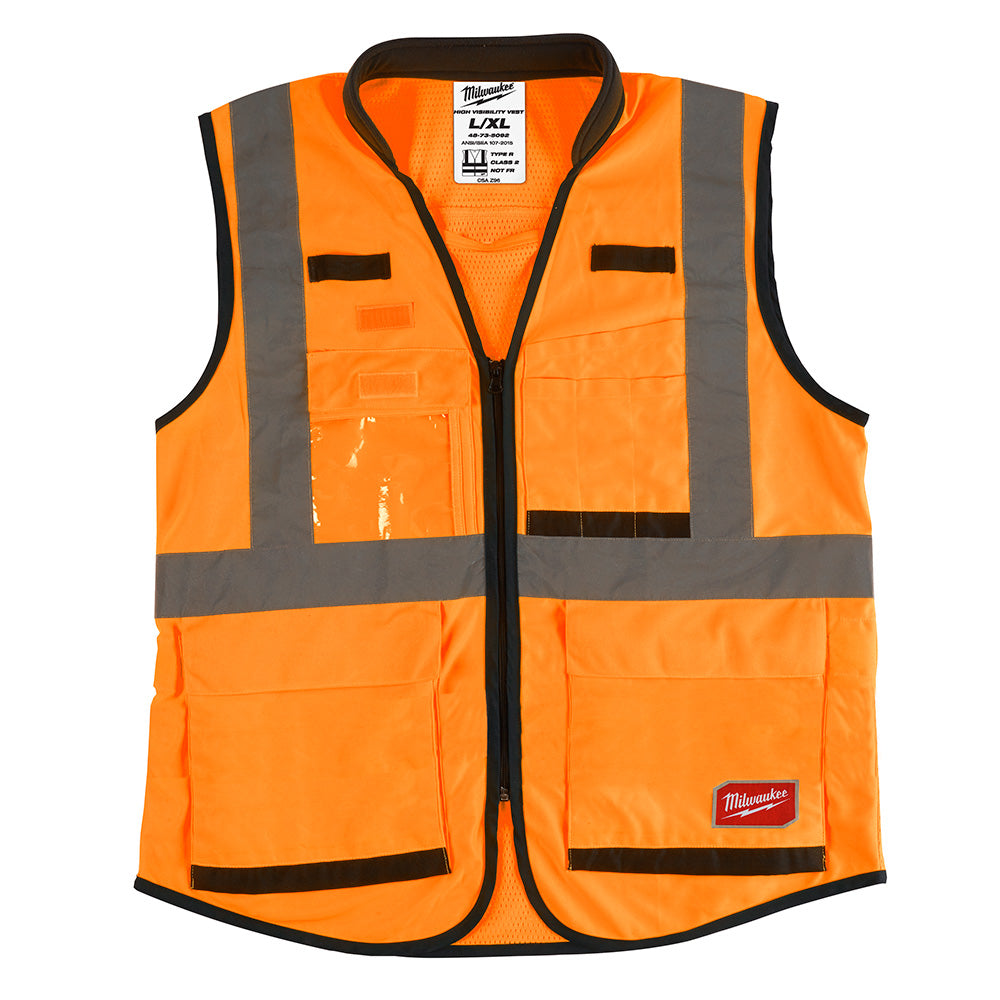 Milwaukee 48-73-5092, High Visibility Orange Performance Safety Vest - L/XL (CSA)