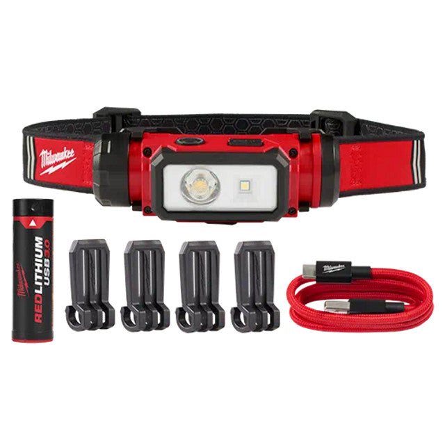 Milwaukee 2163-21, REDLITHIUM™ USB Hard Hat Headlamp – Squares