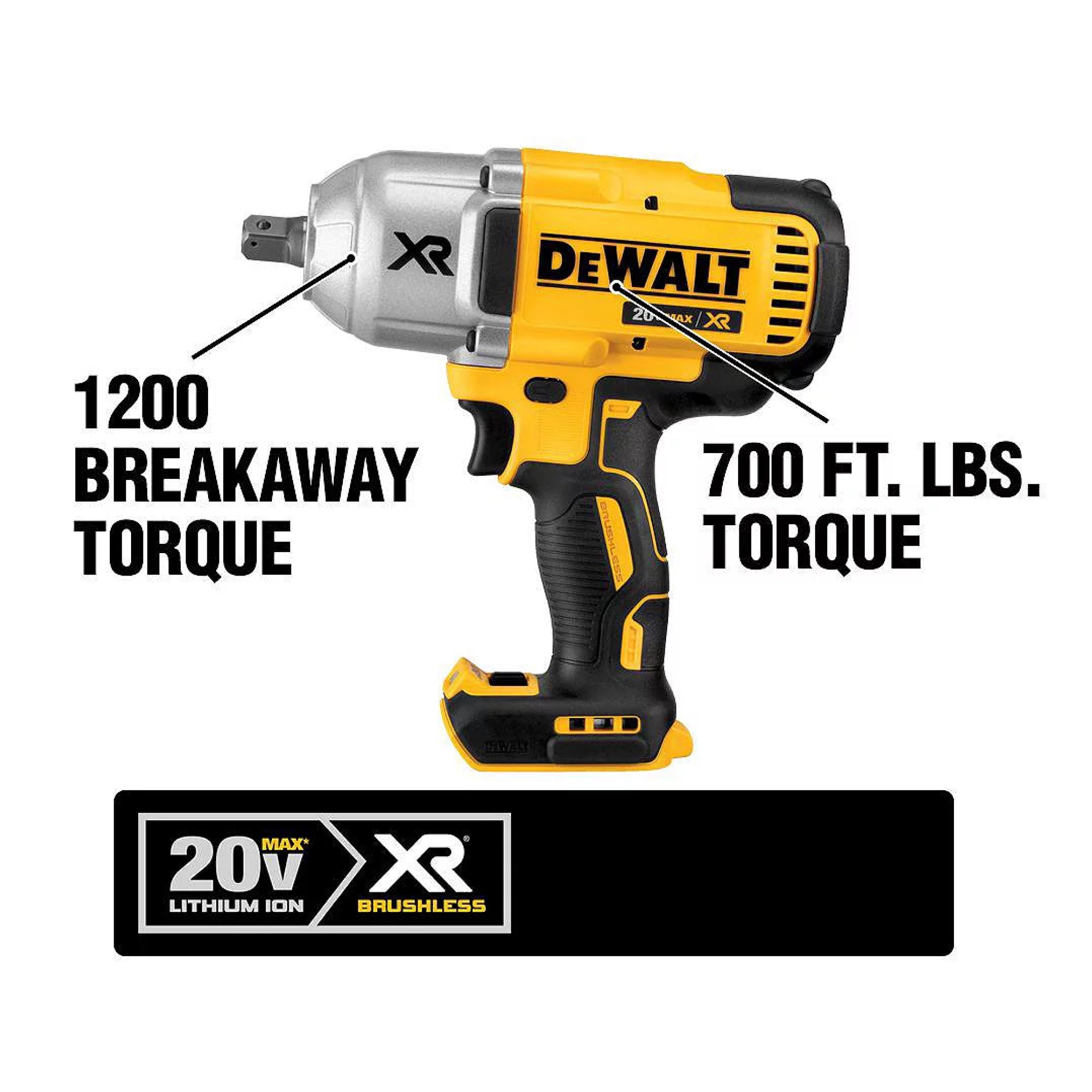 DEWALT DCF899B, 20V MAX Li-Ion High Torque 1/2'' Impact Wrench w/Detent Pin (Tool Only)