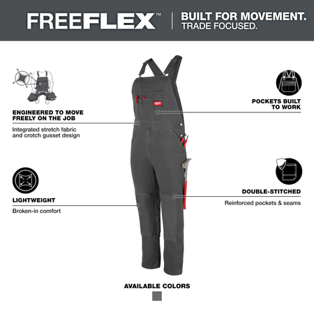 Milwaukee M850G-3232, FREEFLEX™ Unlined Bib Overalls