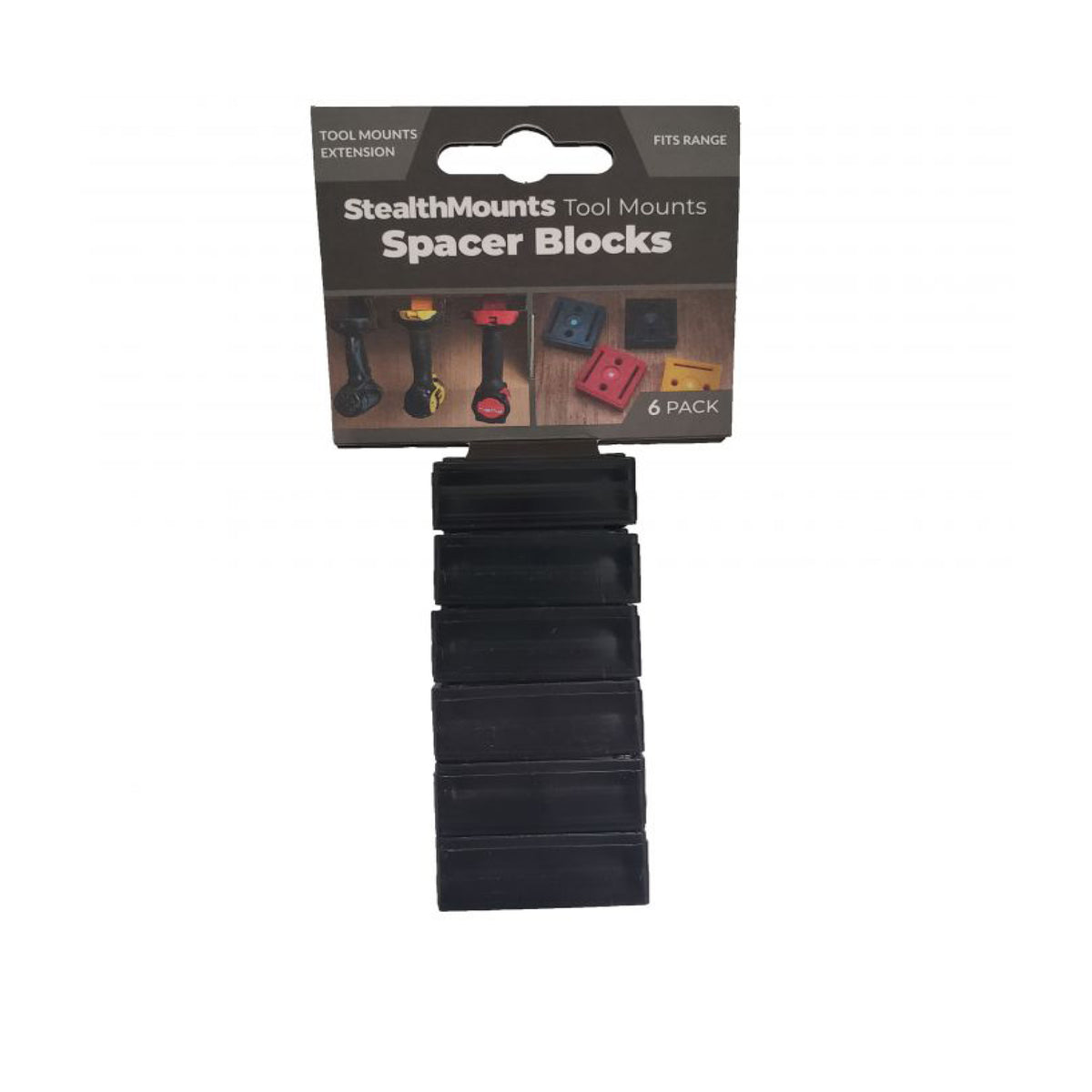 StealthMounts TMSPACE-BLK-6, Optional Universal Spacer (12mm) - 6 pk - Black