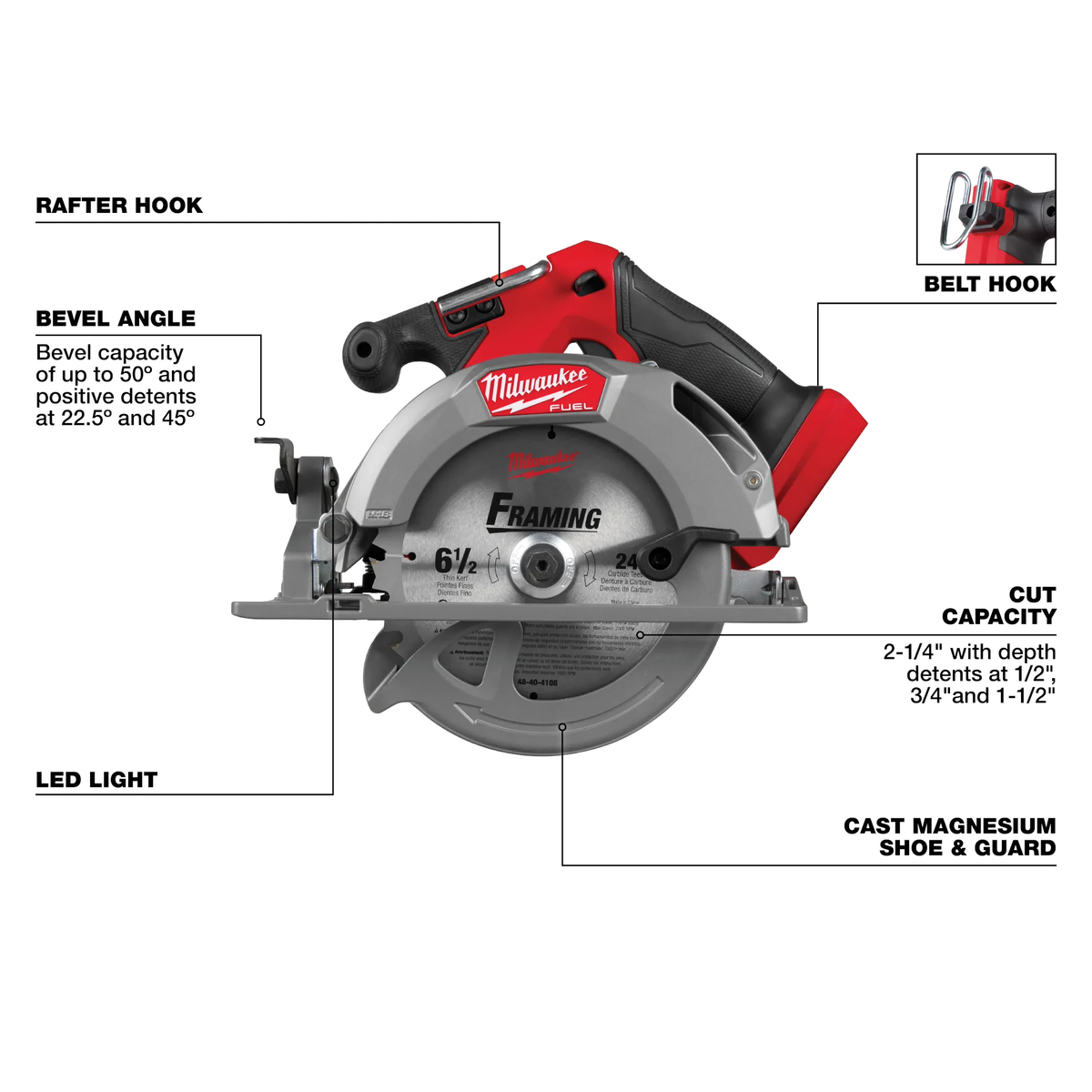 Milwaukee 2833-20, M18 FUEL™ 6-1/2” Circular Saw (Tool Only)