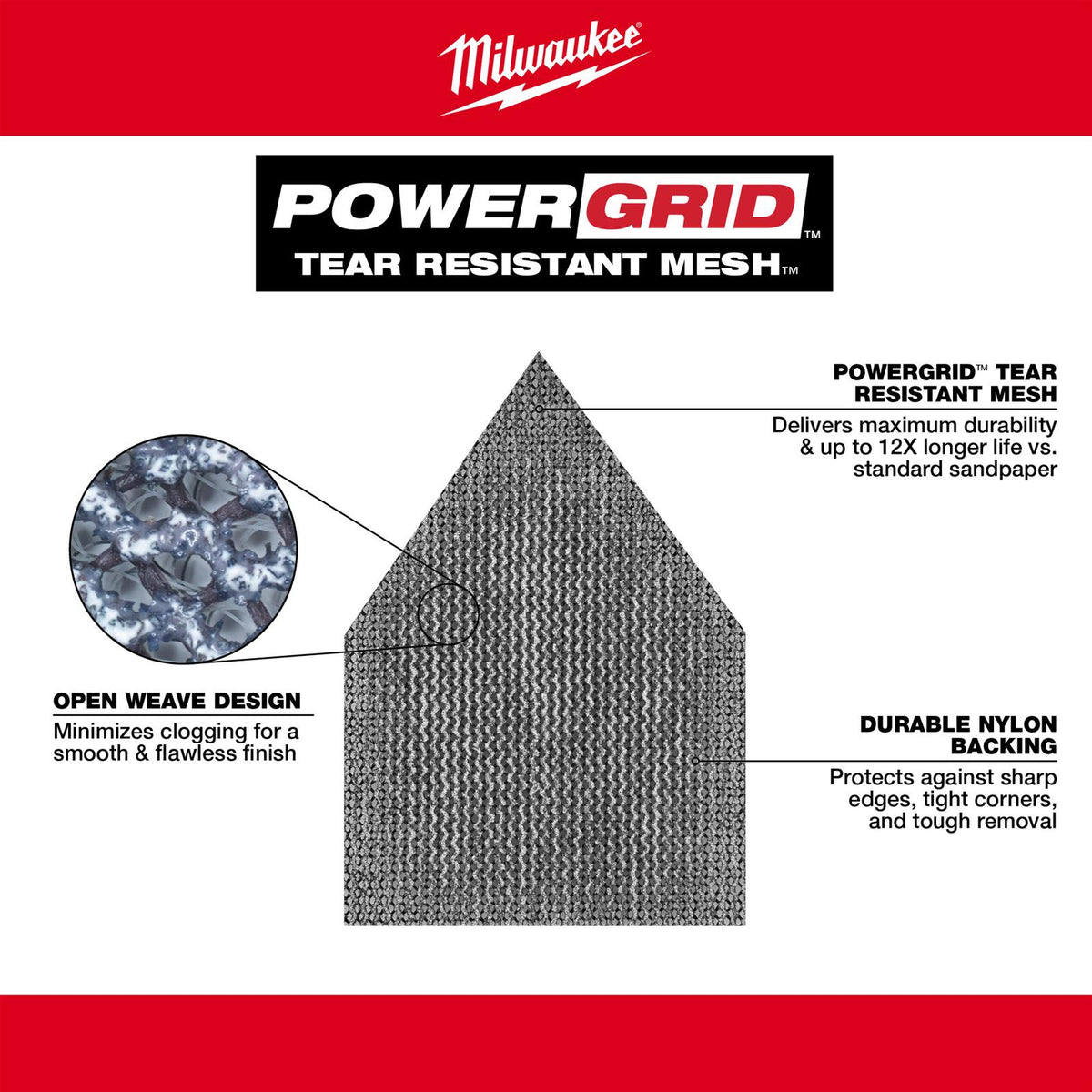Milwaukee 48-80-5220, 220 Grit Mesh Sanding Sheets for M12 FUEL™ Orbital Detail Sander 12-Pack