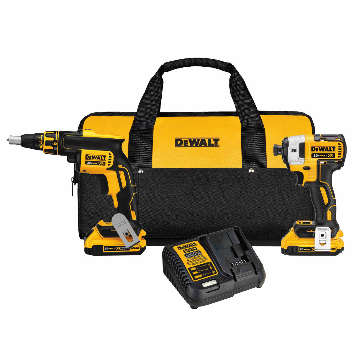 DEWALT DCK267D2, 20V MAX XR Drywall Screwgun & Impact Driver Kit (2.0Ah)