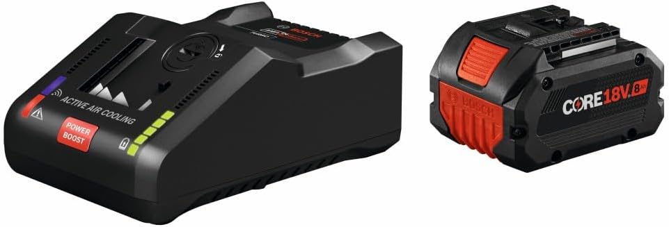 Bosch GXS18V-16N14, 18V Starter Kit with (1) CORE18V® 8 Ah High Power Battery and (1) 18V 16 Amp Battery Turbo Charger