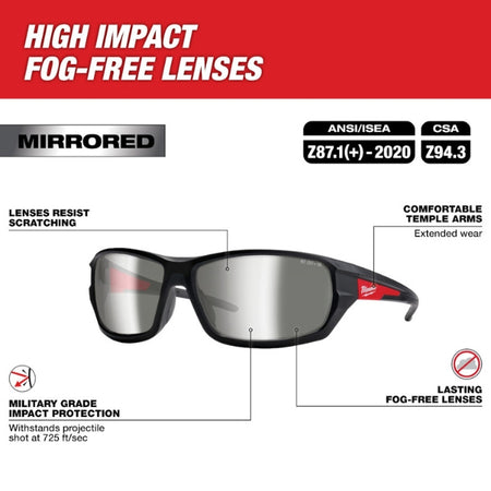 Milwaukee 48-73-2129, Mirrored Performance Safety Glasses - Fog-Free Lenses