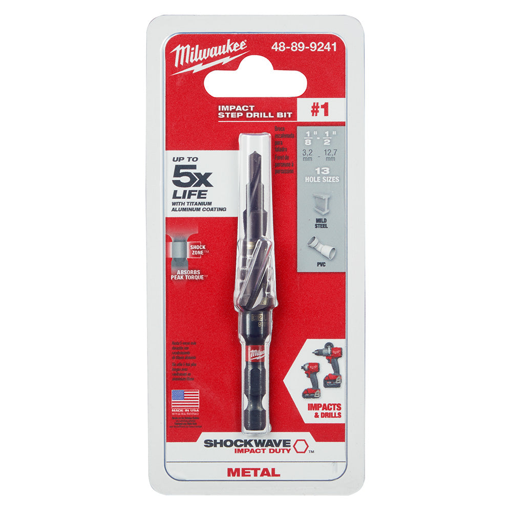 Milwaukee 48-89-9241, SHOCKWAVE Impact Duty Step Drill Bit #1 1/8 - 1/2"