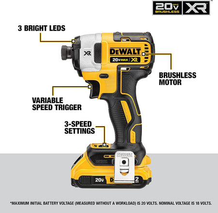 DEWALT DCK267D2, 20V MAX XR Drywall Screwgun & Impact Driver Kit (2.0Ah)
