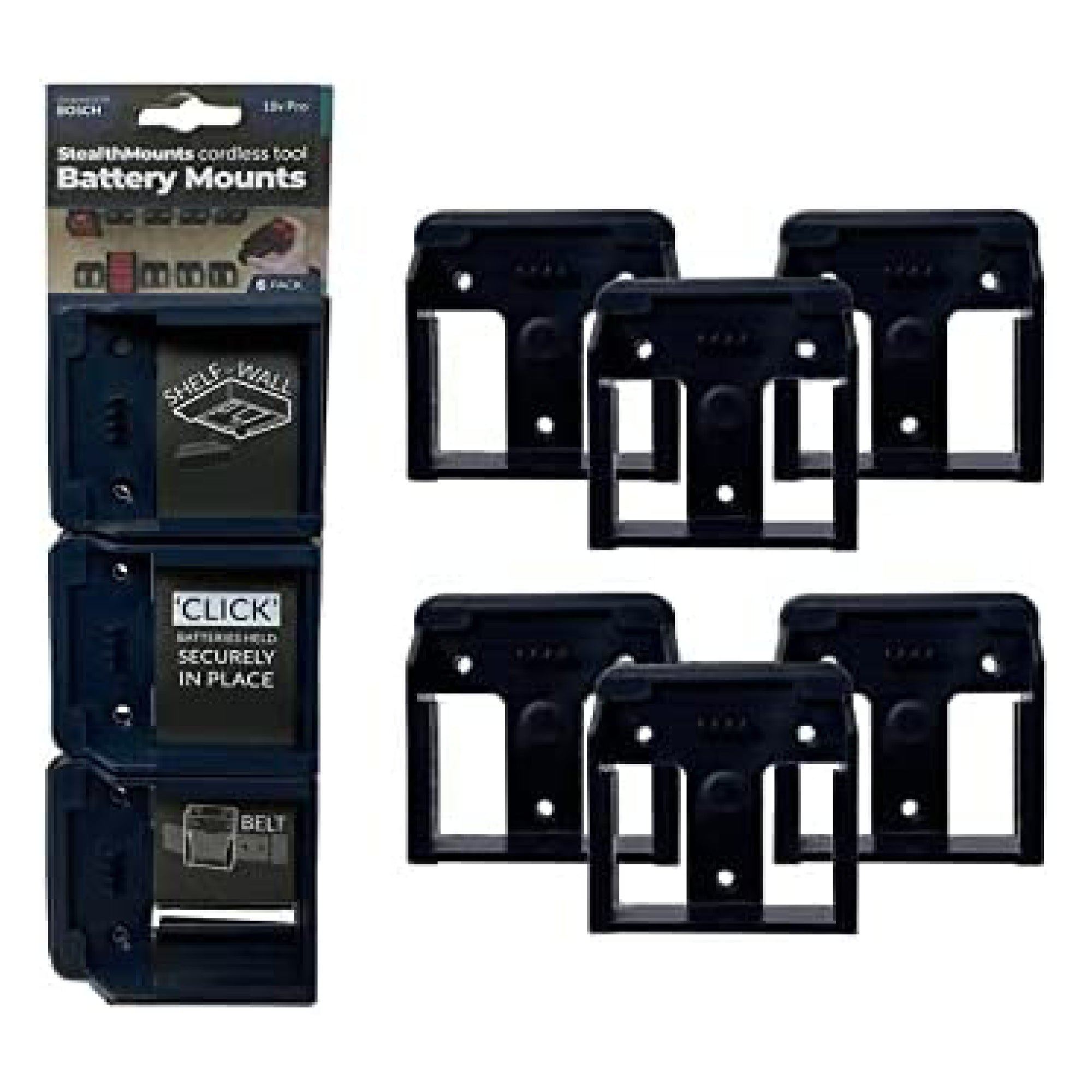 StealthMounts BM-BO18-5-6, Bosch Battery Mounts (6 Pack) - Dark Blue
