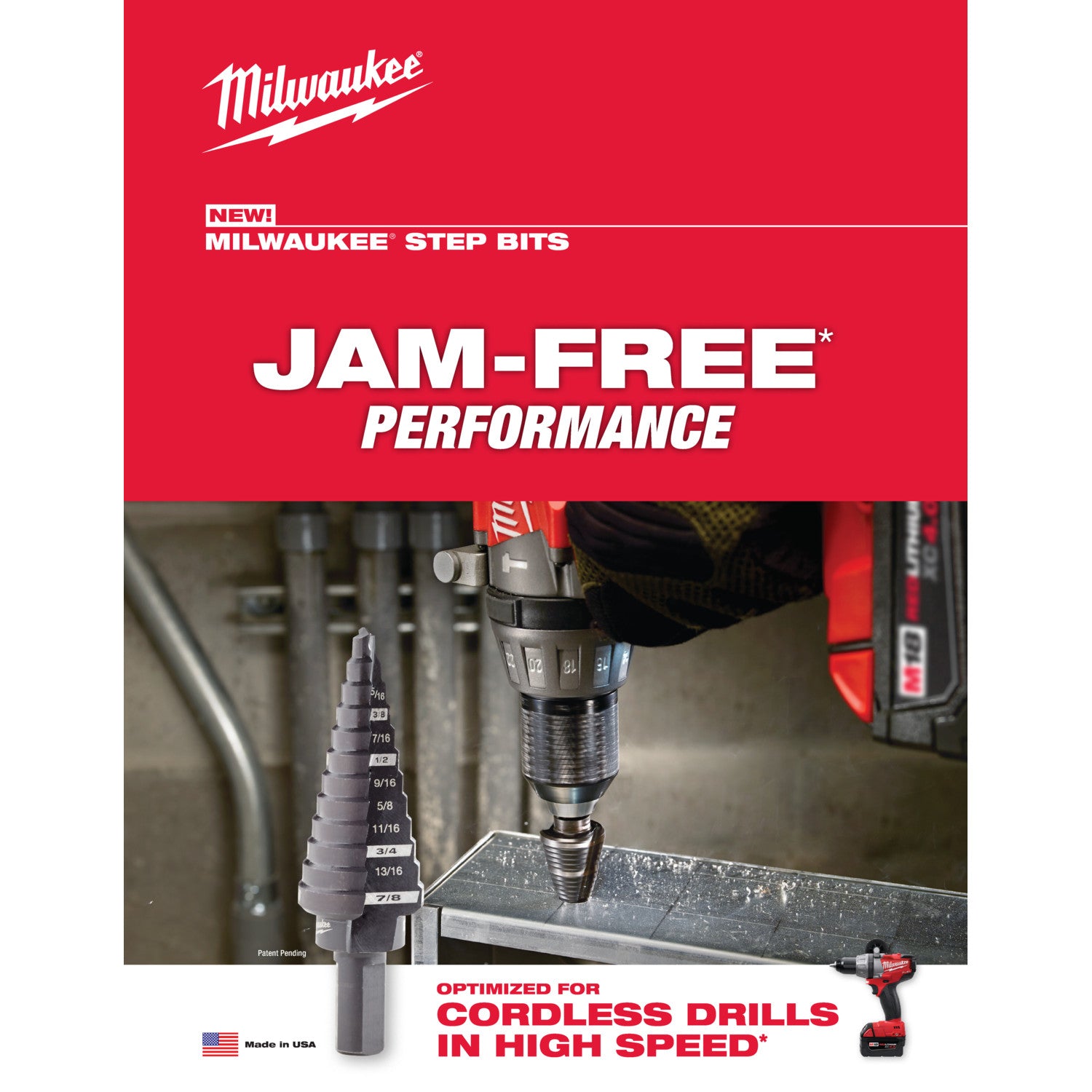 Milwaukee 48-89-9212, #12 Step Drill Bit, 7/8" - 1-3/8"