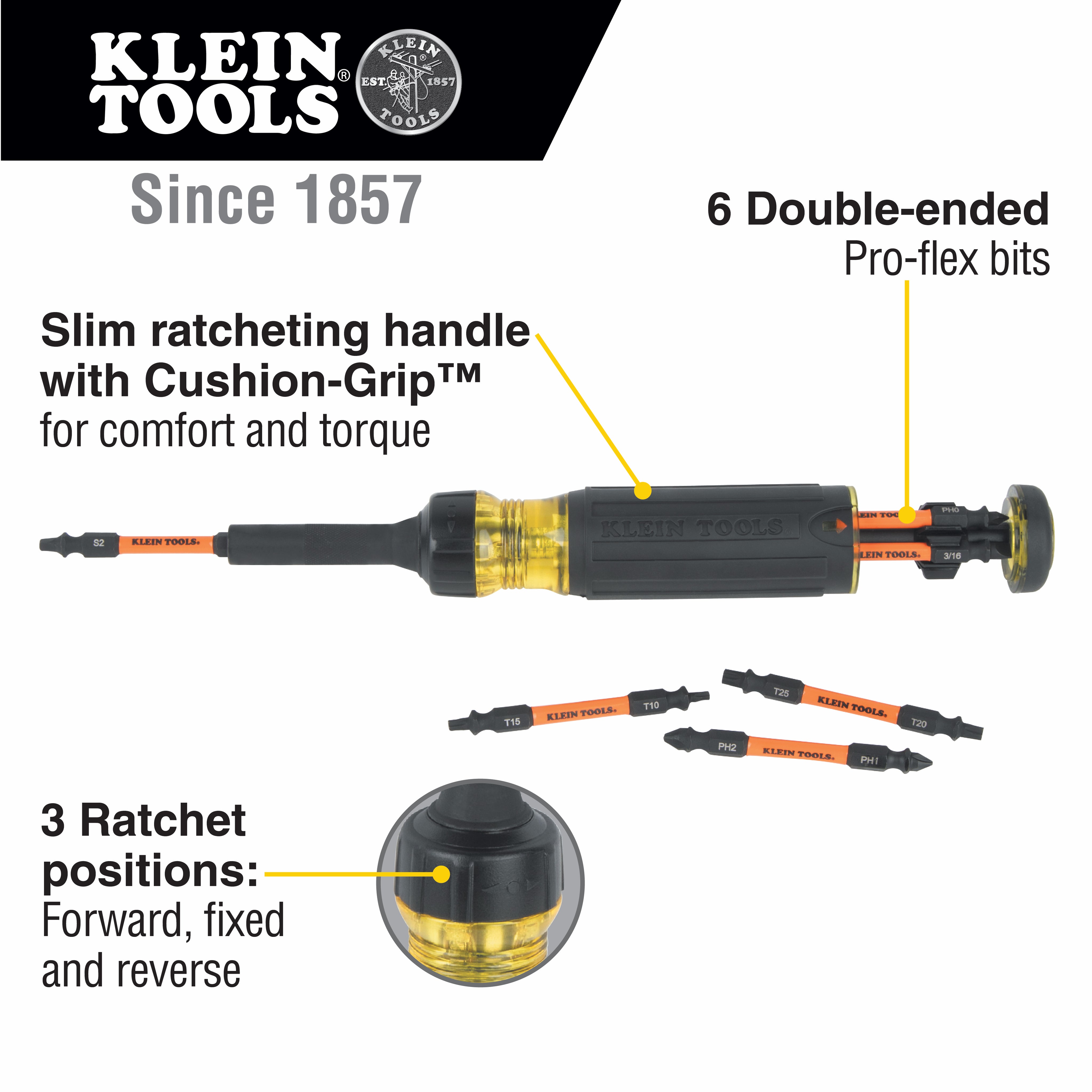 Klein Tools 32313HD, 13-in-1 Ratcheting Impact Rated Screwdriver