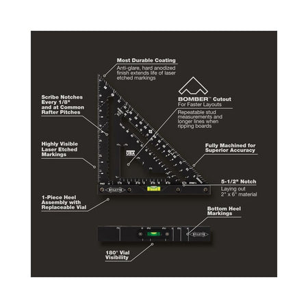 Stiletto STSQ7-L, 7" Carpenter Square with Level