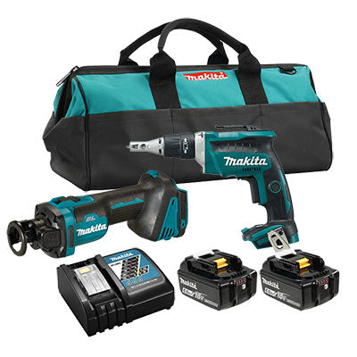 Makita DLX2473GX1, 18V LXT Brushless 2PC Drywall Combo Kit 6Ah