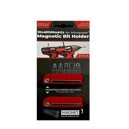StealthMounts BH-MW12-RED-2, Bit Holder for Milwaukee M12 (2 Pack) - Red