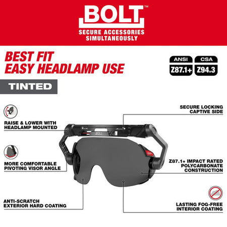 Milwaukee 48-73-1415, BOLT™ Eye Visor - Tinted Dual Coat Lens (Compatible with Milwaukee® Safety Helmets & Hard Hats)