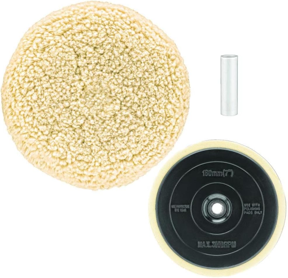 DEWALTDW4985CL, 7" Wool Buffing Pad and Backing Pad