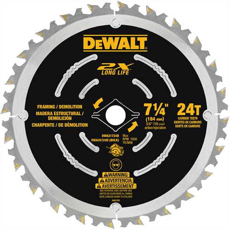 DEWALT DWA31724D, 7-1/4'' 24T 2X DEMO CSB- Black