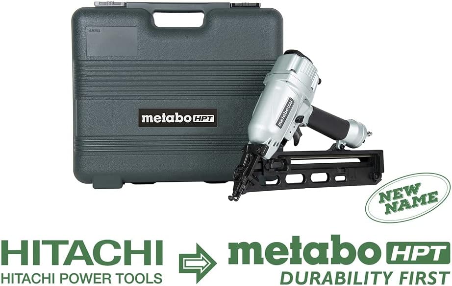 Metabo HPT NT65MA4, 2-1/2" 15ga Angled Finish Nailer with Air Duster