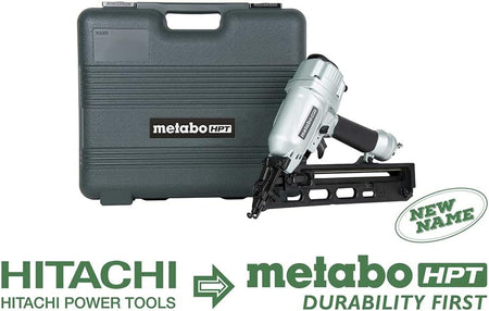 Metabo HPT NT65MA4, 2-1/2" 15ga Angled Finish Nailer with Air Duster