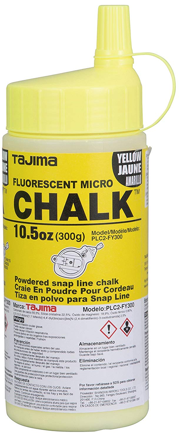 Tajima PLC2-FY300, Micro Chalk, ultra-fine chalk, fluorescent yellow, easy-fill nozzle, 300g / 10.5 oz.