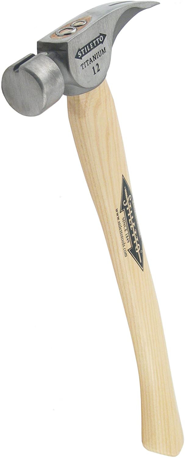 Stiletto TI12SC, 12 oz Titanium Smooth Face Hammer with 18 in. Curved Hickory Handle
