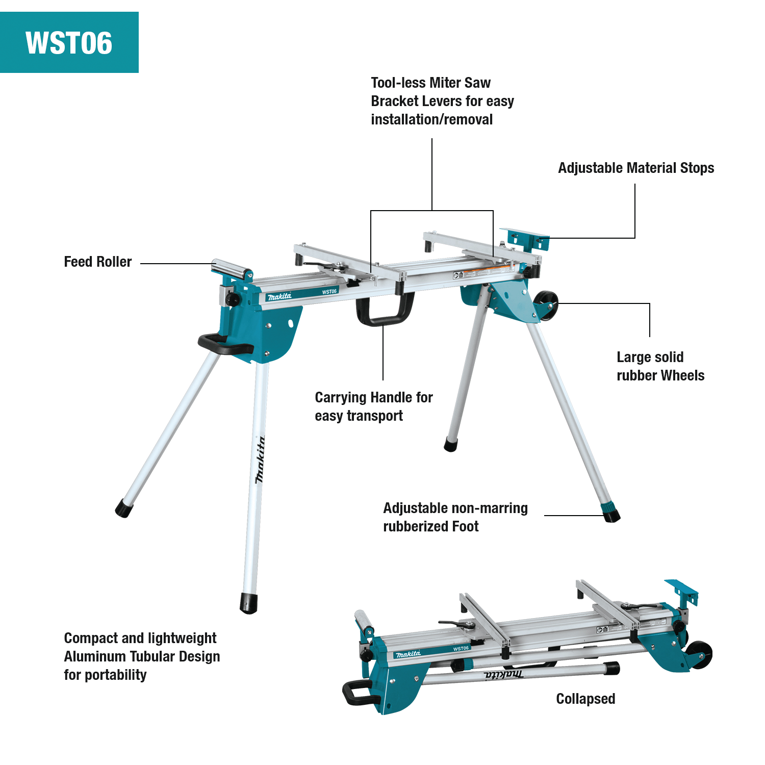 Makita WST06, Compact Folding Miter Saw Stand