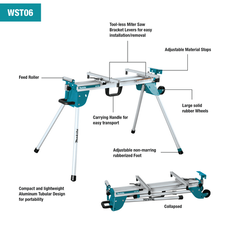 Makita WST06, Compact Folding Miter Saw Stand