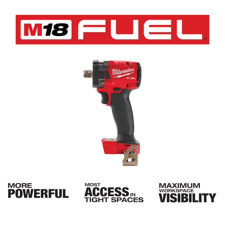 Milwaukee 2855P-20, M18 FUEL 1/2" Compact Impact Wrench w/ Pin Detent (Tool Only)