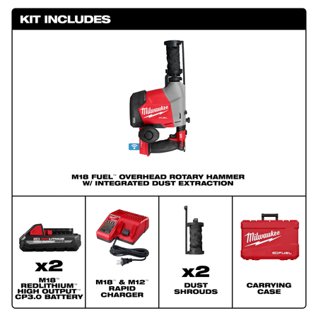 Milwaukee 3311-22, M18 FUEL™ Overhead Rotary Hammer w/ Integrated Dust Extraction