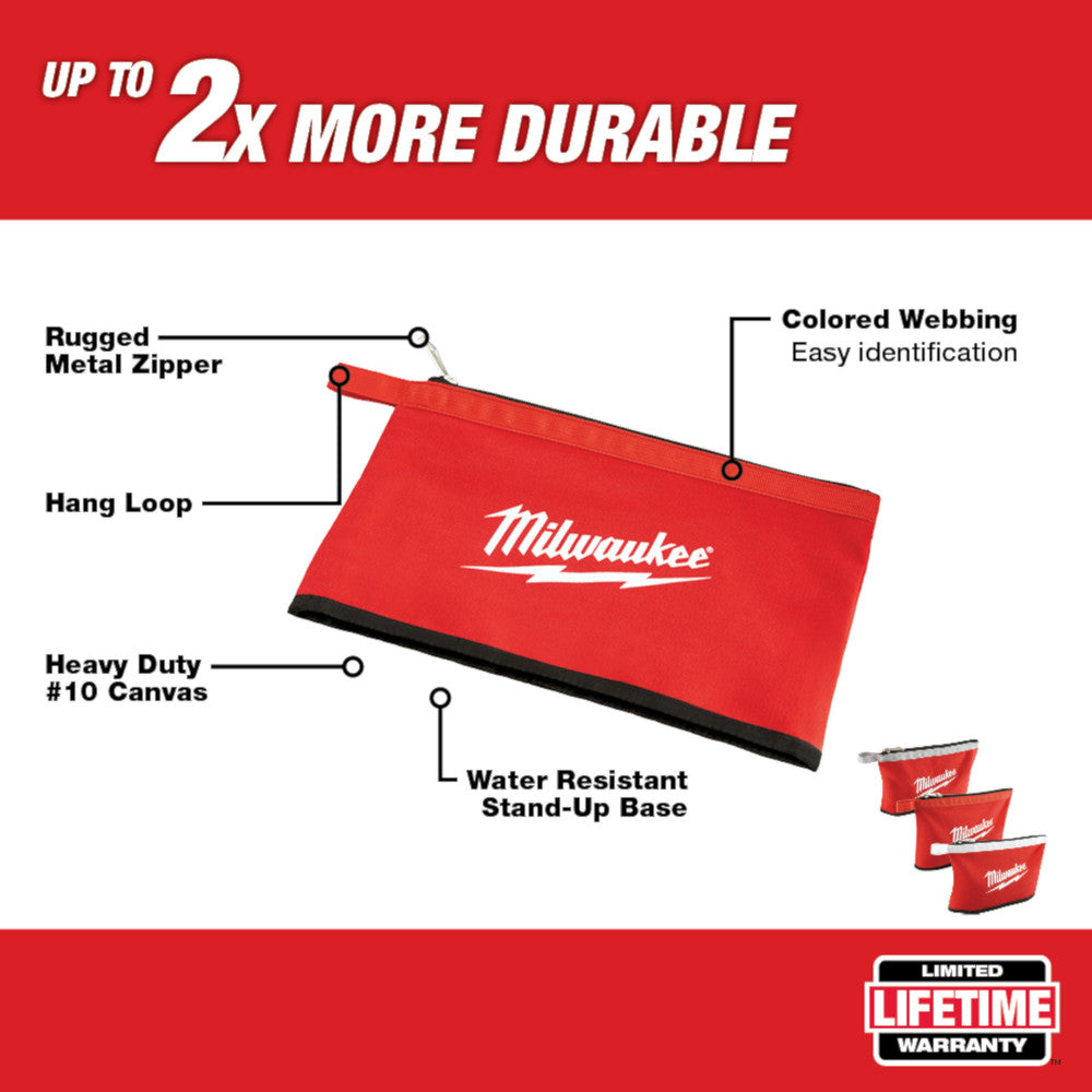 Milwaukee 48-22-8193, 3PK COLORED ZIPPERED POUCHES