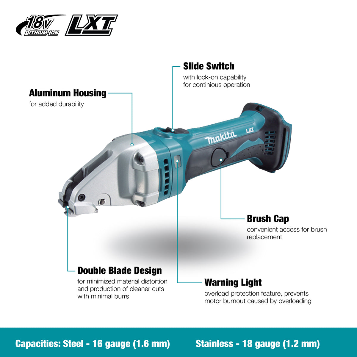 Makita DJS161Z, 18V LXT 16 ga Metal Staight Shear (Tool Only)