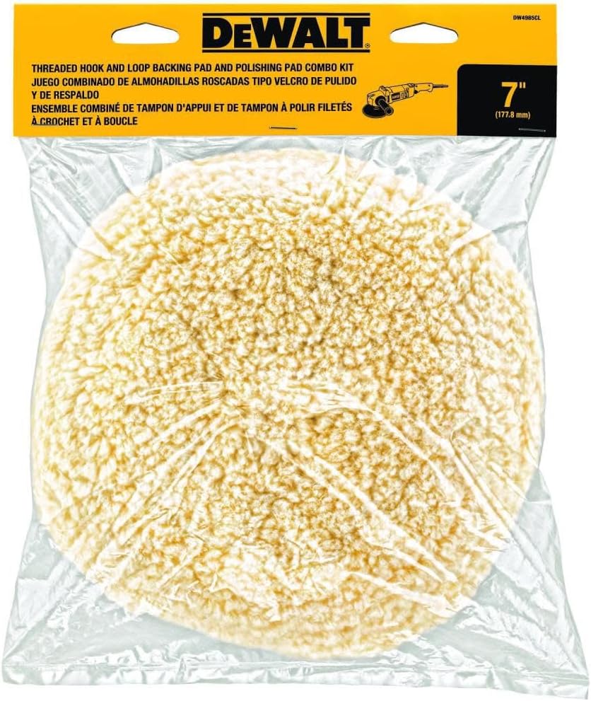 DEWALTDW4985CL, 7" Wool Buffing Pad and Backing Pad