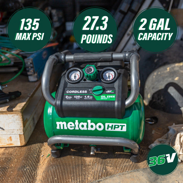 Metabo HPT EC36DAQ4M, 2-Gal 36V MultiVolt Cordless Brushless Compressor
