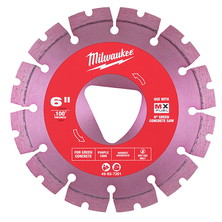 Milwaukee 49-93-7261, Purple 6” x .100” Diamond Blade for Green Concrete