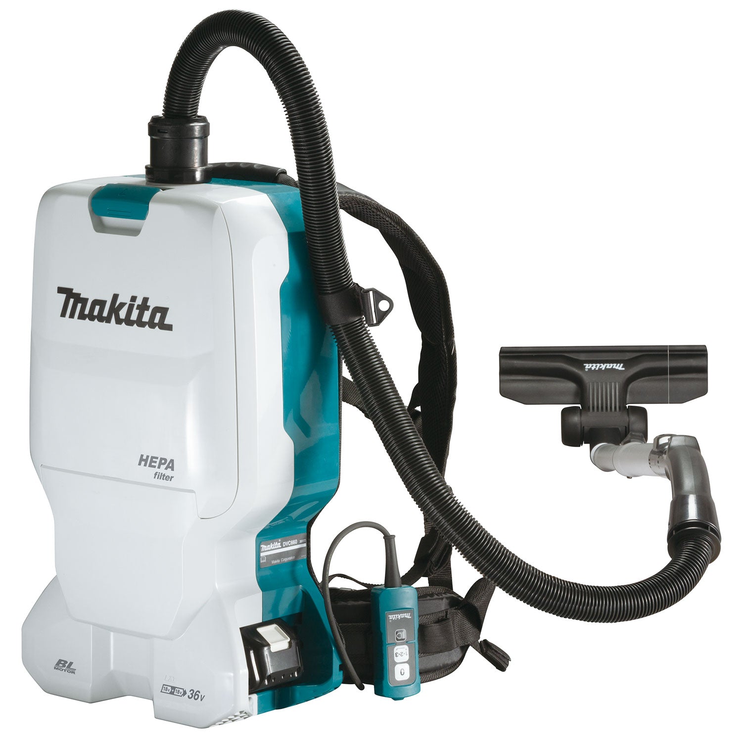 Makita DVC660PT2, 18Vx2 LXT Cordless 6.0L Backpack Vacuum Cleaner Kit (2x5.0Ah)